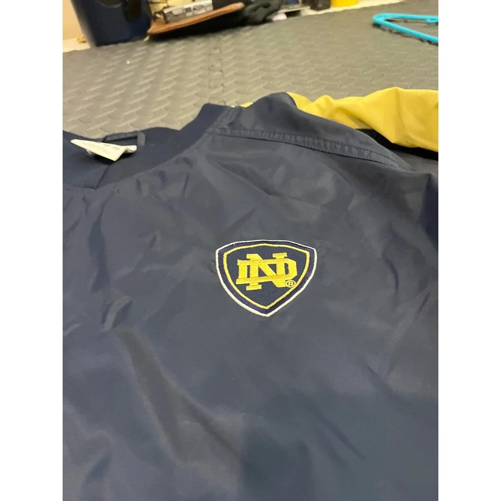 Adidas Windbreaker Mens L Navy Notre Dame Fighting Irish Pullover V-Neck Jacket